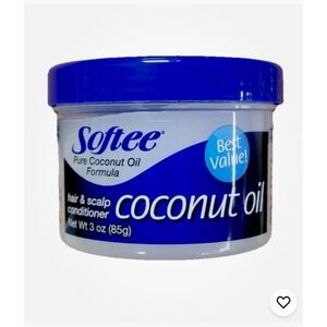 Softee Coconut Oil Hair and Scalp Conditioner Pure Coconut, 3 Oz,
